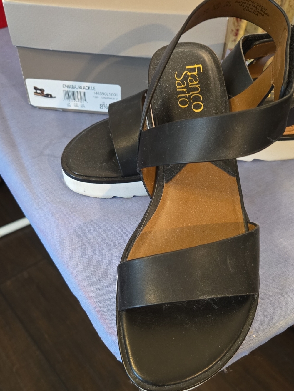 Franco Sarto Black Crisscross Platform Sandals